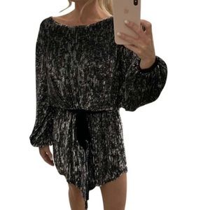 Retrofete robe dress with velvet tie belt